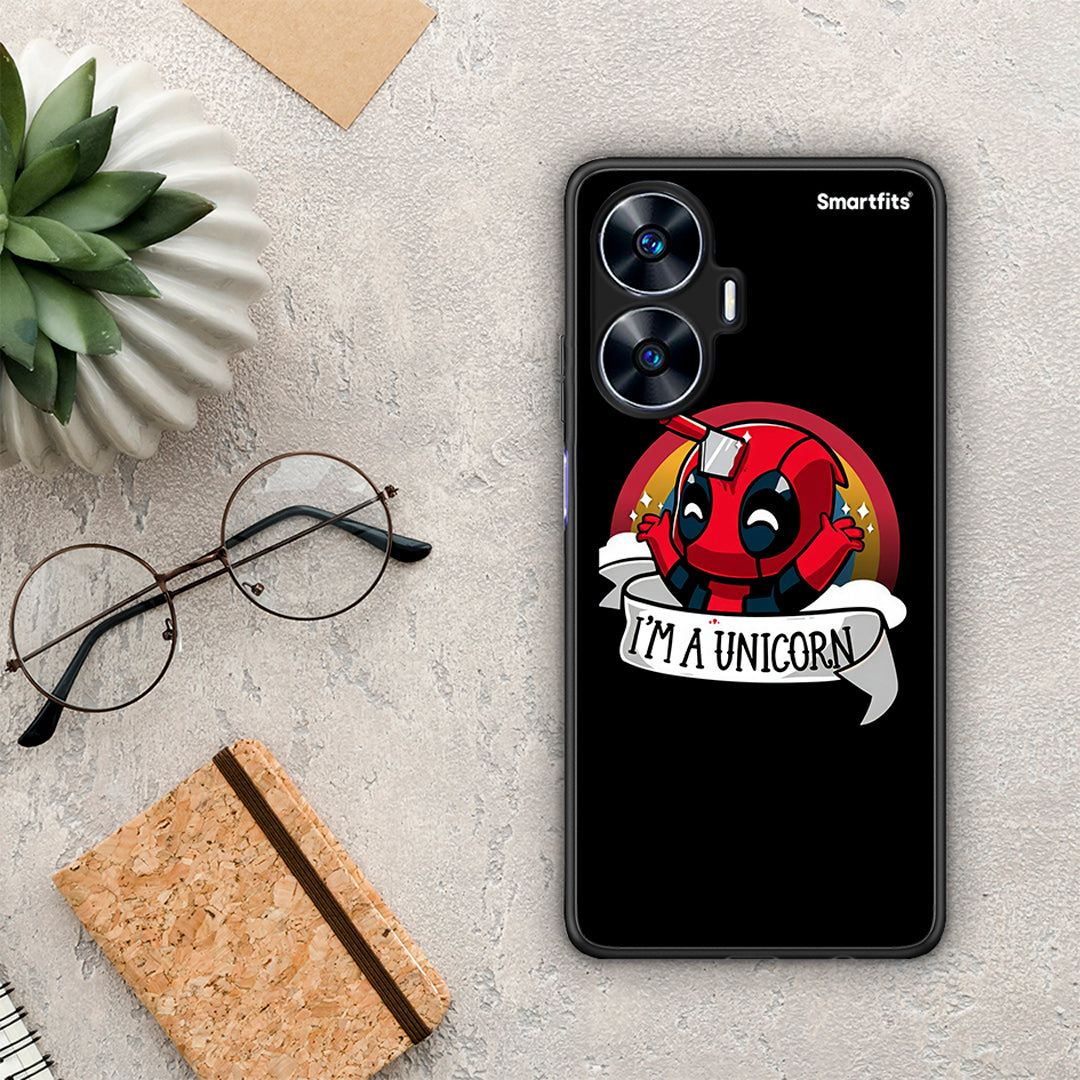 Θήκη Realme C55 Dual Unicorn Deadpool από τη Smartfits με σχέδιο στο πίσω μέρος και μαύρο περίβλημα | Realme C55 Dual Unicorn Deadpool Case with Colorful Back and Black Bezels