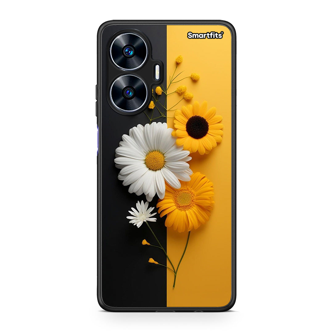 Θήκη Realme C55 Dual Yellow Daisies από τη Smartfits με σχέδιο στο πίσω μέρος και μαύρο περίβλημα | Realme C55 Dual Yellow Daisies Case with Colorful Back and Black Bezels