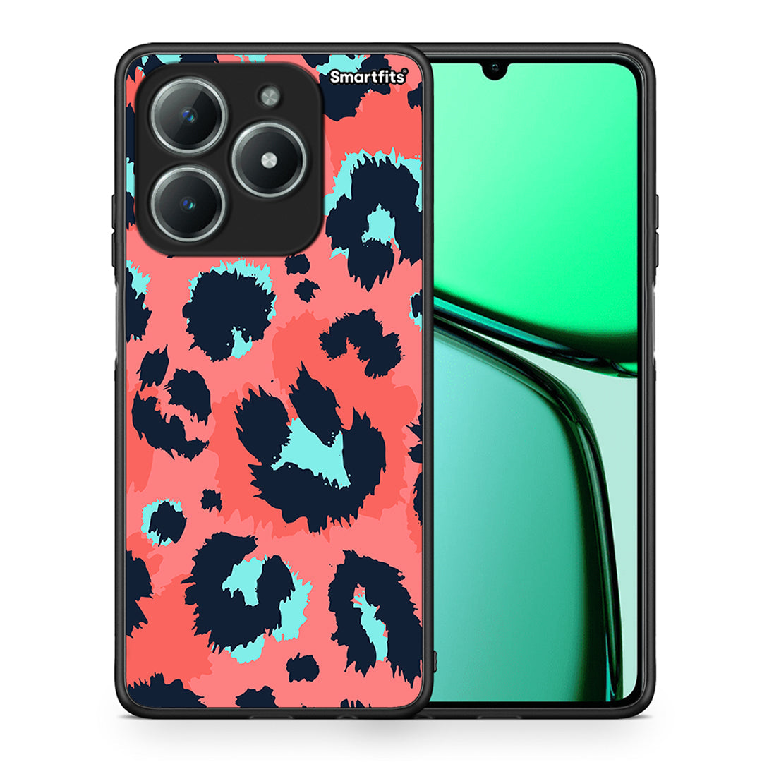 Θήκη Realme C63 4G Pink Leopard Animal από τη Smartfits με σχέδιο στο πίσω μέρος και μαύρο περίβλημα | Realme C63 4G Pink Leopard Animal case with colorful back and black bezels