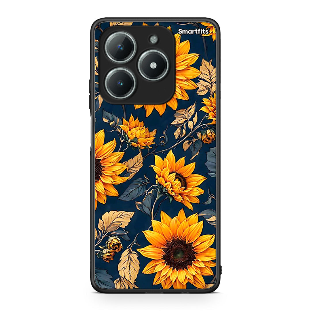 Realme C61 Autumn Sunflowers Θήκη από τη Smartfits με σχέδιο στο πίσω μέρος και μαύρο περίβλημα | Smartphone case with colorful back and black bezels by Smartfits