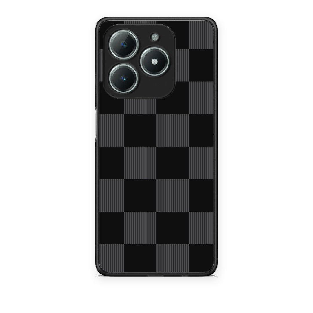Θήκη Realme C61 Black and Charcoal Striped Checks από τη Smartfits με σχέδιο στο πίσω μέρος και μαύρο περίβλημα | Realme C61 Black and Charcoal Striped Checks case with colorful back and black bezels