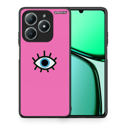 Θήκη Realme C61 Blue Eye Pink από τη Smartfits με σχέδιο στο πίσω μέρος και μαύρο περίβλημα | Realme C61 Blue Eye Pink case with colorful back and black bezels