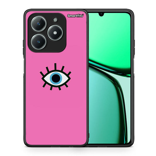 Θήκη Realme C63 4G Blue Eye Pink από τη Smartfits με σχέδιο στο πίσω μέρος και μαύρο περίβλημα | Realme C63 4G Blue Eye Pink case with colorful back and black bezels