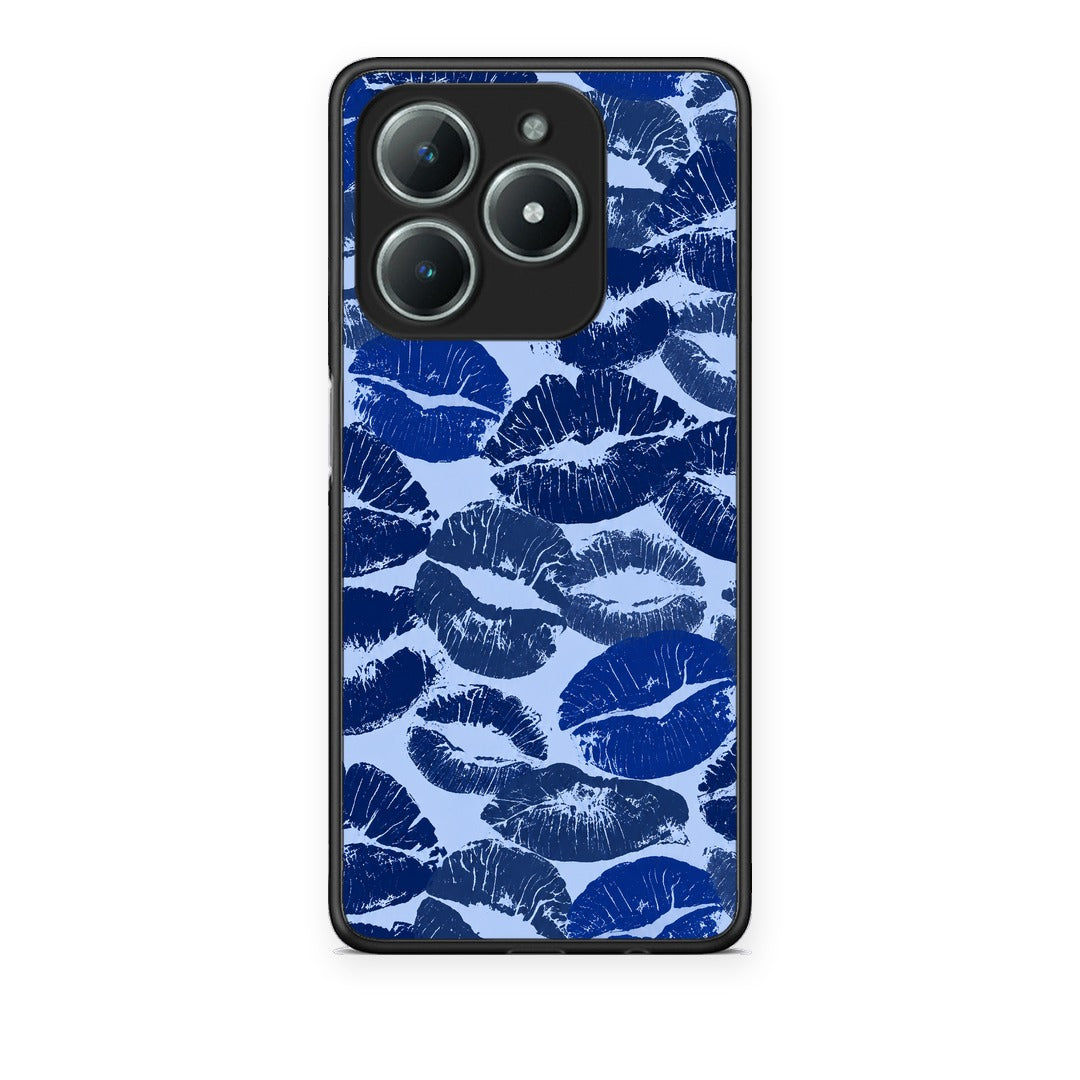 Θήκη Realme C61 Blue Lipstick Kisses από τη Smartfits με σχέδιο στο πίσω μέρος και μαύρο περίβλημα | Realme C61 Blue Lipstick Kisses case with colorful back and black bezels