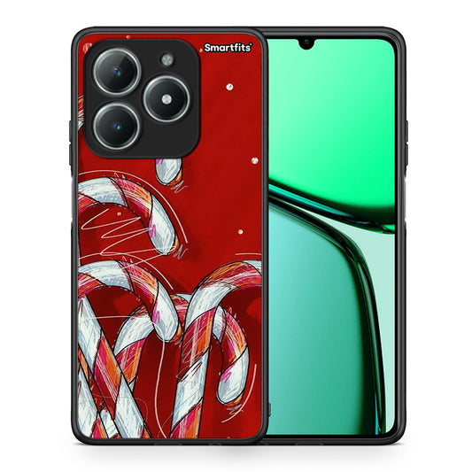 Θήκη Realme C63 4G Candy Cane από τη Smartfits με σχέδιο στο πίσω μέρος και μαύρο περίβλημα | Realme C63 4G Candy Cane case with colorful back and black bezels