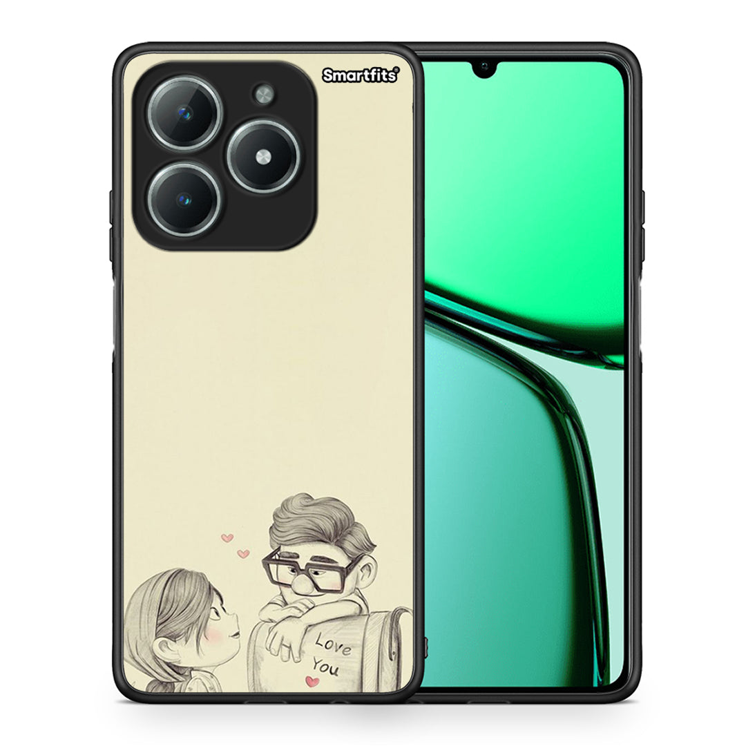 Θήκη Realme C61 Carl And Ellie από τη Smartfits με σχέδιο στο πίσω μέρος και μαύρο περίβλημα | Realme C61 Carl And Ellie case with colorful back and black bezels