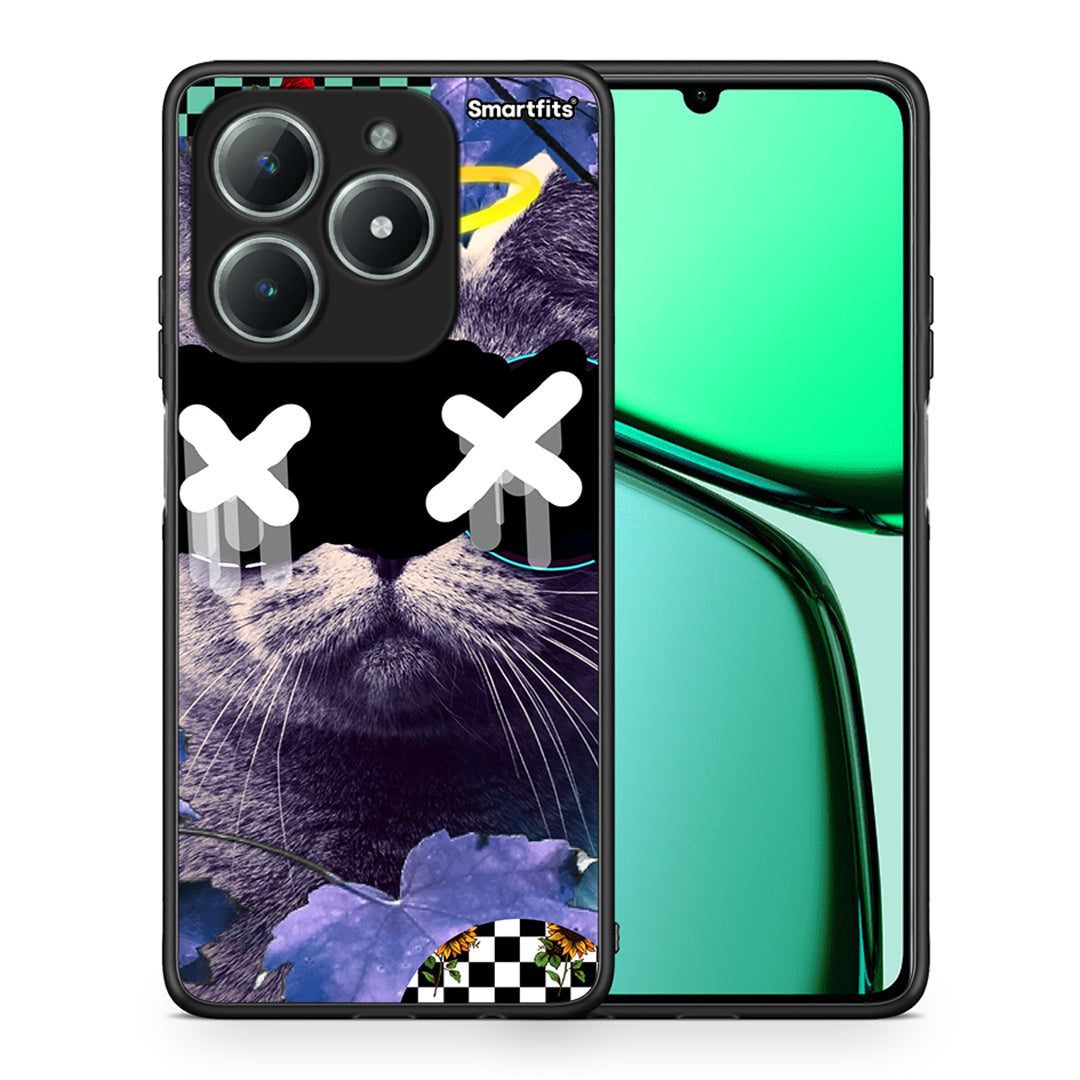 Θήκη Realme C61 Cat Collage από τη Smartfits με σχέδιο στο πίσω μέρος και μαύρο περίβλημα | Realme C61 Cat Collage case with colorful back and black bezels