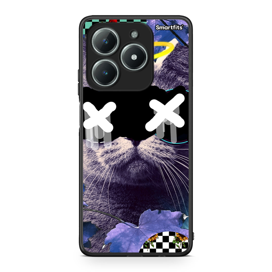 Realme C61 Cat Collage θήκη από τη Smartfits με σχέδιο στο πίσω μέρος και μαύρο περίβλημα | Smartphone case with colorful back and black bezels by Smartfits