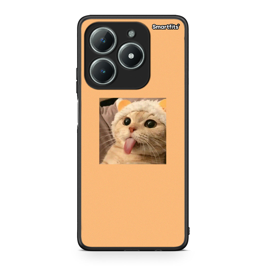 Realme C61 Cat Tongue θήκη από τη Smartfits με σχέδιο στο πίσω μέρος και μαύρο περίβλημα | Smartphone case with colorful back and black bezels by Smartfits