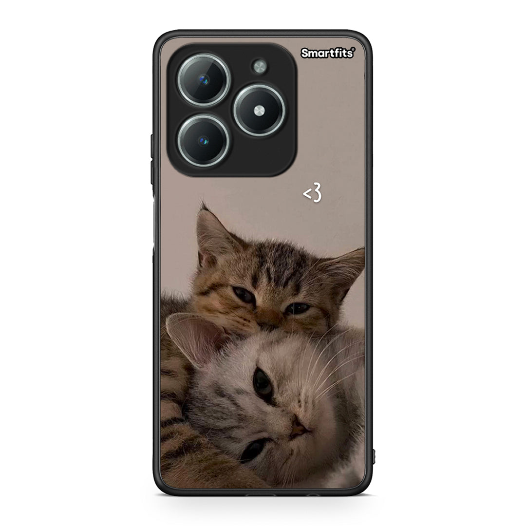 Realme C61 Cats In Love Θήκη από τη Smartfits με σχέδιο στο πίσω μέρος και μαύρο περίβλημα | Smartphone case with colorful back and black bezels by Smartfits