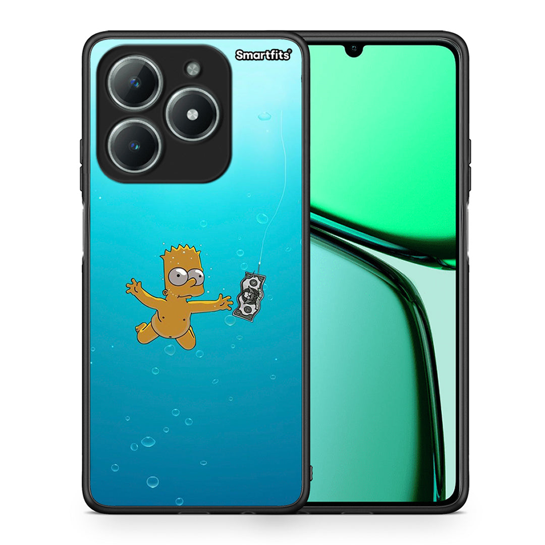 Θήκη Realme C61 Chasing Money από τη Smartfits με σχέδιο στο πίσω μέρος και μαύρο περίβλημα | Realme C61 Chasing Money case with colorful back and black bezels