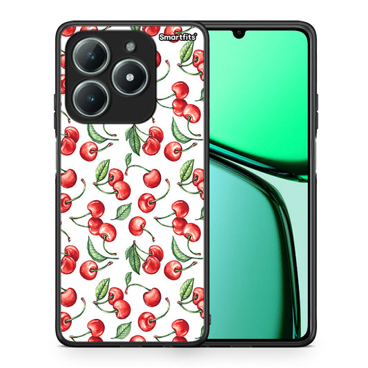 Θήκη Realme C61 Cherry Summer από τη Smartfits με σχέδιο στο πίσω μέρος και μαύρο περίβλημα | Realme C61 Cherry Summer case with colorful back and black bezels