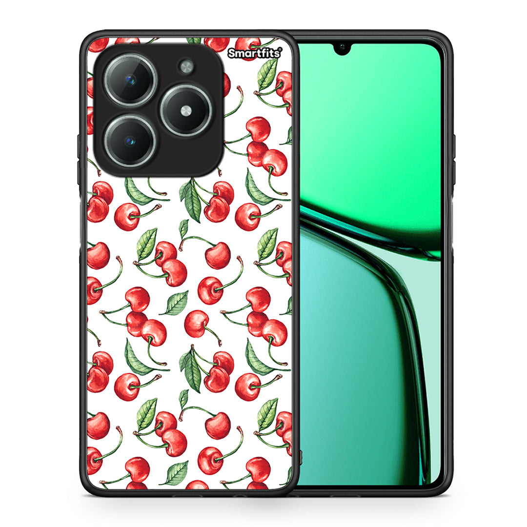 Θήκη Realme C63 4G Cherry Summer από τη Smartfits με σχέδιο στο πίσω μέρος και μαύρο περίβλημα | Realme C63 4G Cherry Summer case with colorful back and black bezels