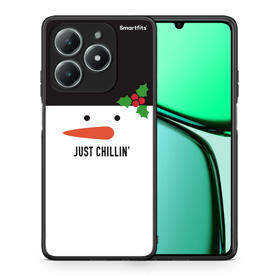 Θήκη Realme C61 Christmas Chillin από τη Smartfits με σχέδιο στο πίσω μέρος και μαύρο περίβλημα | Realme C61 Christmas Chillin case with colorful back and black bezels