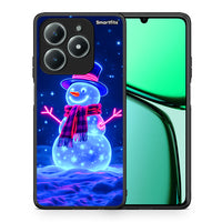 Thumbnail for Θήκη Realme C63 4G Christmas Neon Snowman από τη Smartfits με σχέδιο στο πίσω μέρος και μαύρο περίβλημα | Realme C63 4G Christmas Neon Snowman case with colorful back and black bezels