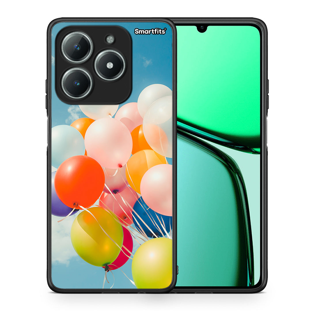 Θήκη Realme C61 Colorful Balloons από τη Smartfits με σχέδιο στο πίσω μέρος και μαύρο περίβλημα | Realme C61 Colorful Balloons case with colorful back and black bezels