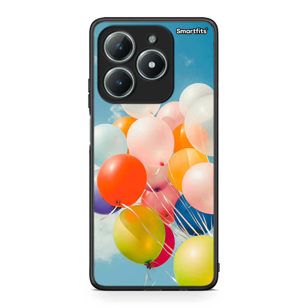 Realme C63 4G Colorful Balloons θήκη από τη Smartfits με σχέδιο στο πίσω μέρος και μαύρο περίβλημα | Smartphone case with colorful back and black bezels by Smartfits