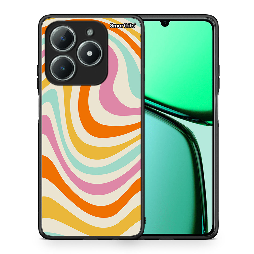 Θήκη Realme C63 4G Colourful Waves από τη Smartfits με σχέδιο στο πίσω μέρος και μαύρο περίβλημα | Realme C63 4G Colourful Waves case with colorful back and black bezels