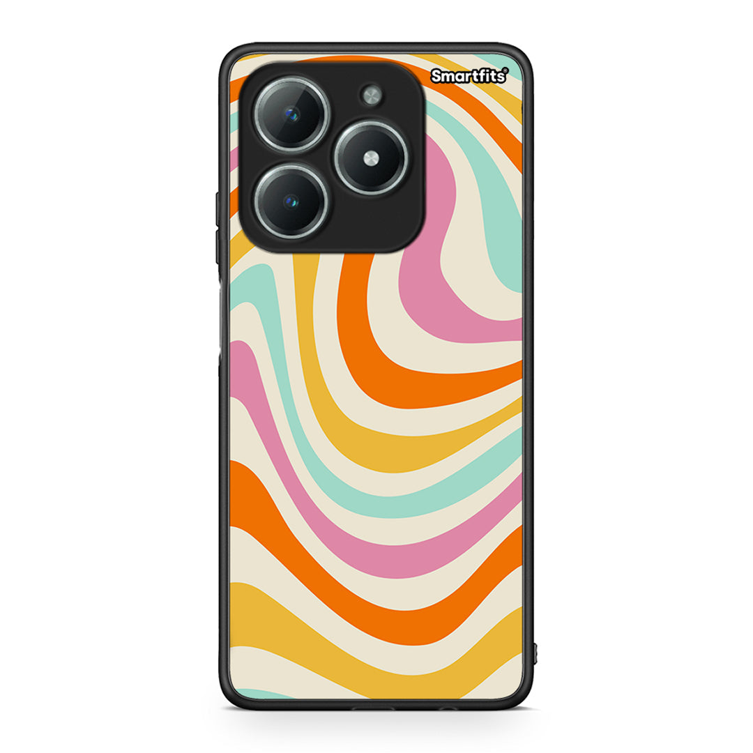 Realme C61 Colourful Waves θήκη από τη Smartfits με σχέδιο στο πίσω μέρος και μαύρο περίβλημα | Smartphone case with colorful back and black bezels by Smartfits