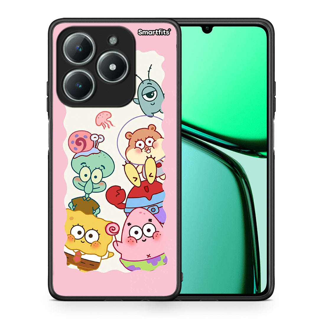 Θήκη Realme C63 4G Cute Companion από τη Smartfits με σχέδιο στο πίσω μέρος και μαύρο περίβλημα | Realme C63 4G Cute Companion case with colorful back and black bezels