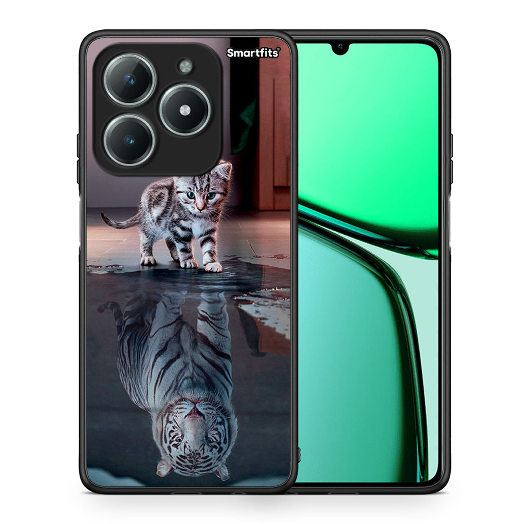 Θήκη Realme C61 Tiger Cute από τη Smartfits με σχέδιο στο πίσω μέρος και μαύρο περίβλημα | Realme C61 Tiger Cute case with colorful back and black bezels