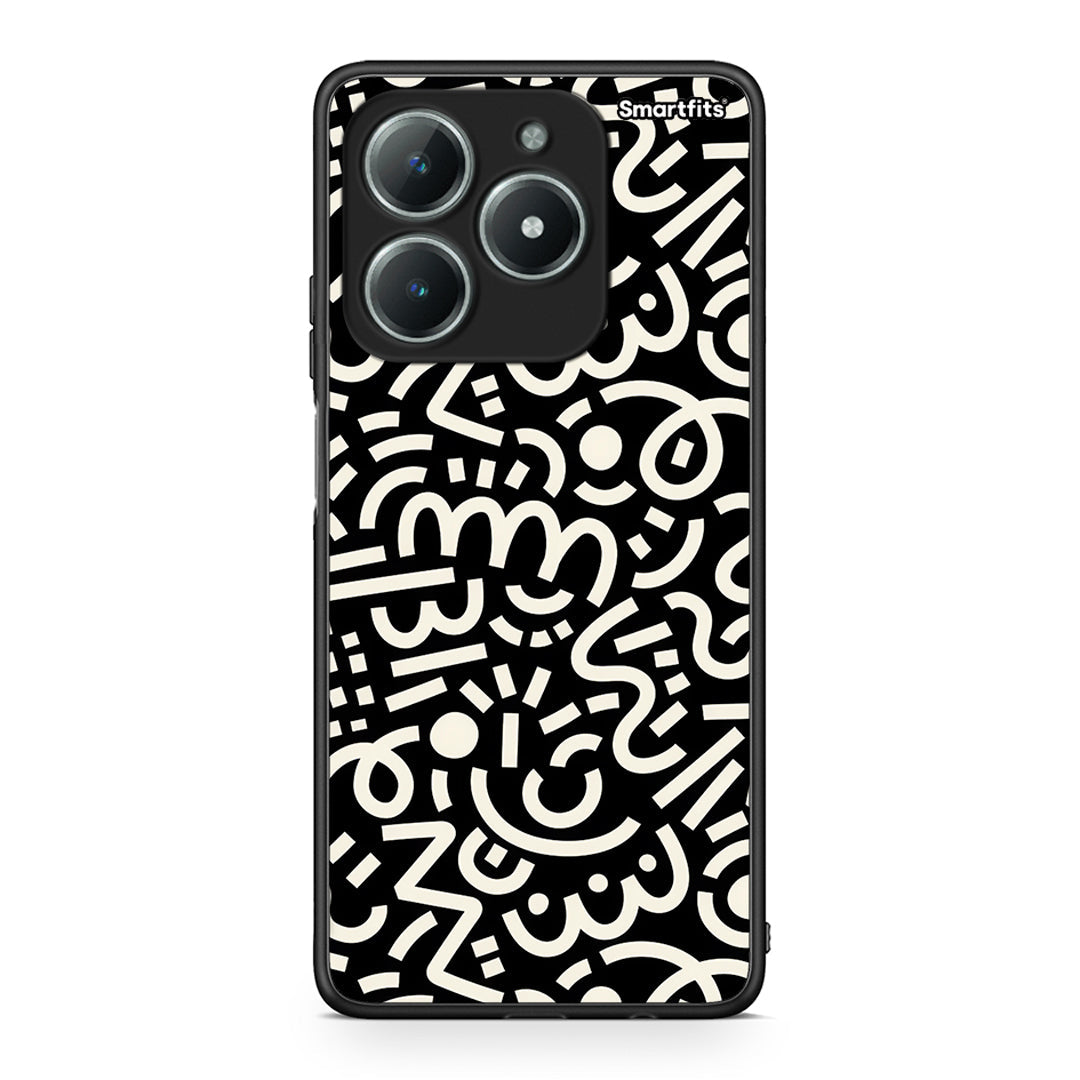 Realme C61 Doodle Art Θήκη από τη Smartfits με σχέδιο στο πίσω μέρος και μαύρο περίβλημα | Smartphone case with colorful back and black bezels by Smartfits