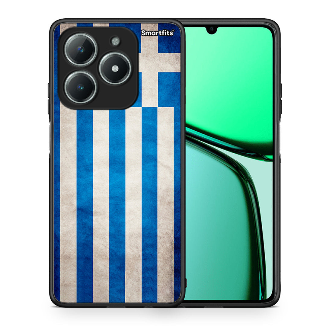 Θήκη Realme C61 Greek Flag από τη Smartfits με σχέδιο στο πίσω μέρος και μαύρο περίβλημα | Realme C61 Greek Flag case with colorful back and black bezels