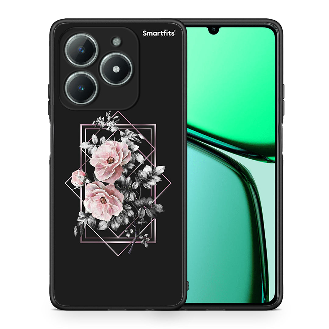 Θήκη Realme C61 Frame Flower από τη Smartfits με σχέδιο στο πίσω μέρος και μαύρο περίβλημα | Realme C61 Frame Flower case with colorful back and black bezels