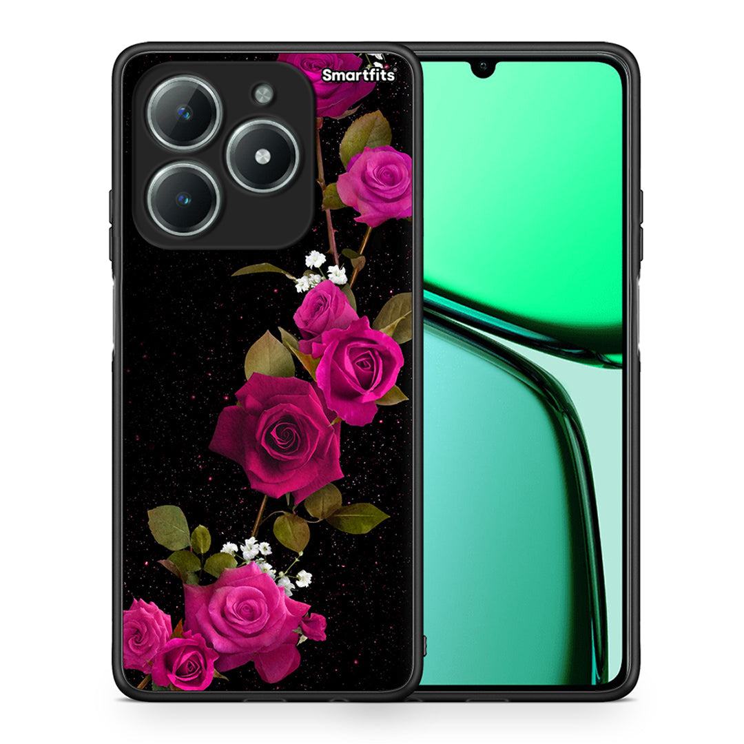 Θήκη Realme C61 Red Roses Flower από τη Smartfits με σχέδιο στο πίσω μέρος και μαύρο περίβλημα | Realme C61 Red Roses Flower case with colorful back and black bezels