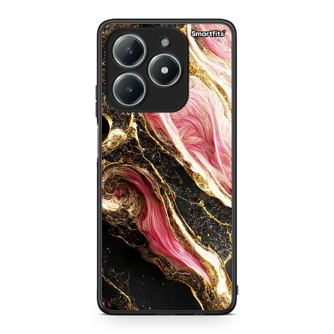 Realme C61 Glamorous Pink Marble θήκη από τη Smartfits με σχέδιο στο πίσω μέρος και μαύρο περίβλημα | Smartphone case with colorful back and black bezels by Smartfits