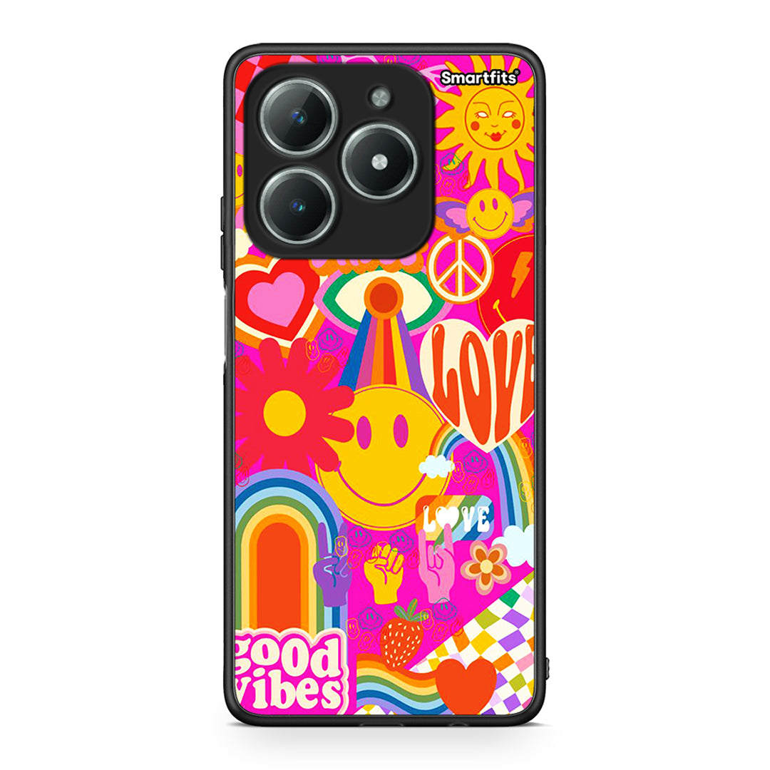 Realme C63 4G Hippie Love θήκη από τη Smartfits με σχέδιο στο πίσω μέρος και μαύρο περίβλημα | Smartphone case with colorful back and black bezels by Smartfits