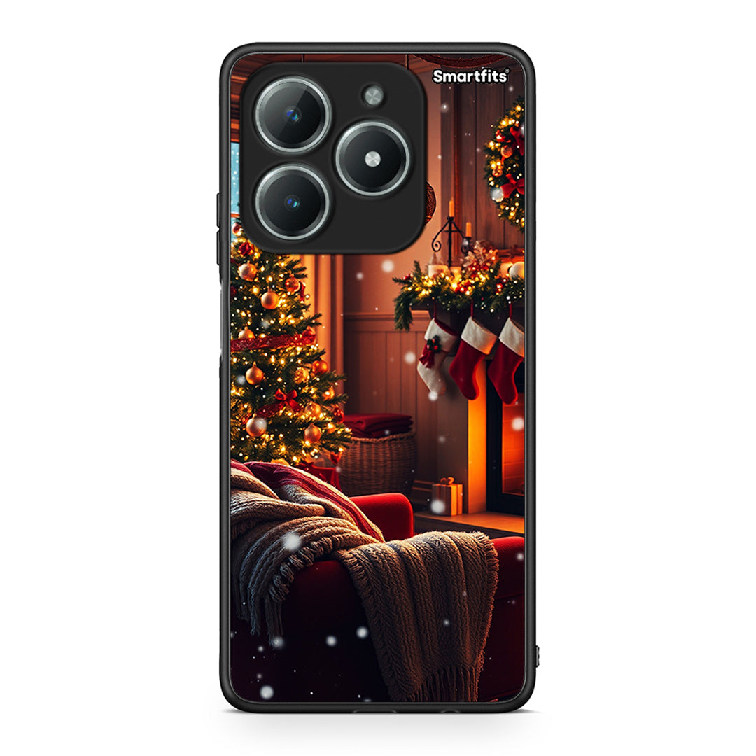 Realme C63 4G Home For Christmas θήκη από τη Smartfits με σχέδιο στο πίσω μέρος και μαύρο περίβλημα | Smartphone case with colorful back and black bezels by Smartfits