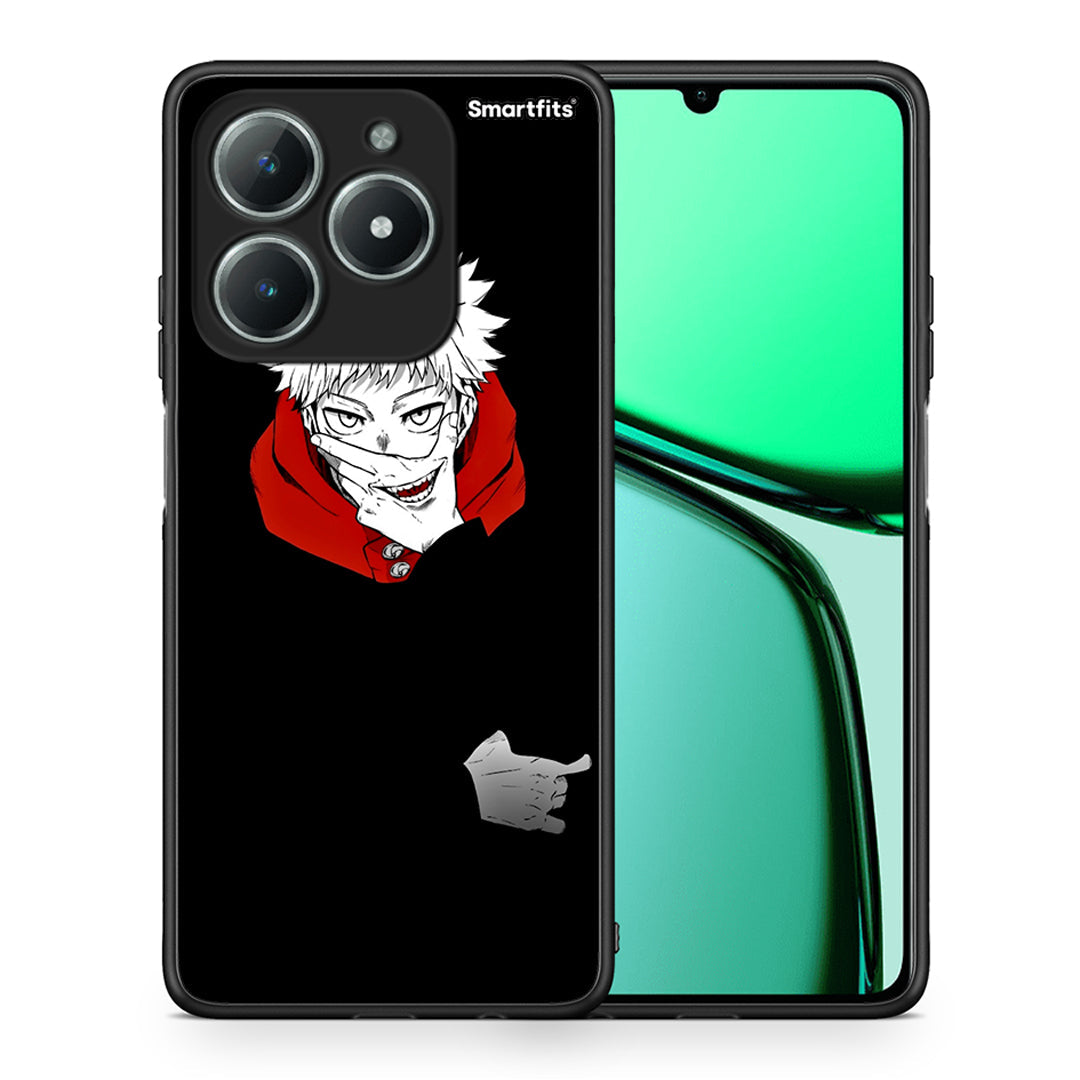 Θήκη Realme C63 4G Itadori Anime από τη Smartfits με σχέδιο στο πίσω μέρος και μαύρο περίβλημα | Realme C63 4G Itadori Anime case with colorful back and black bezels