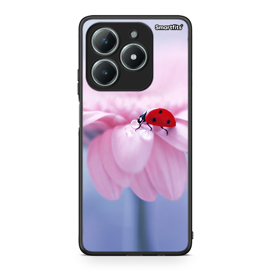 Realme C61 Ladybug Flower θήκη από τη Smartfits με σχέδιο στο πίσω μέρος και μαύρο περίβλημα | Smartphone case with colorful back and black bezels by Smartfits