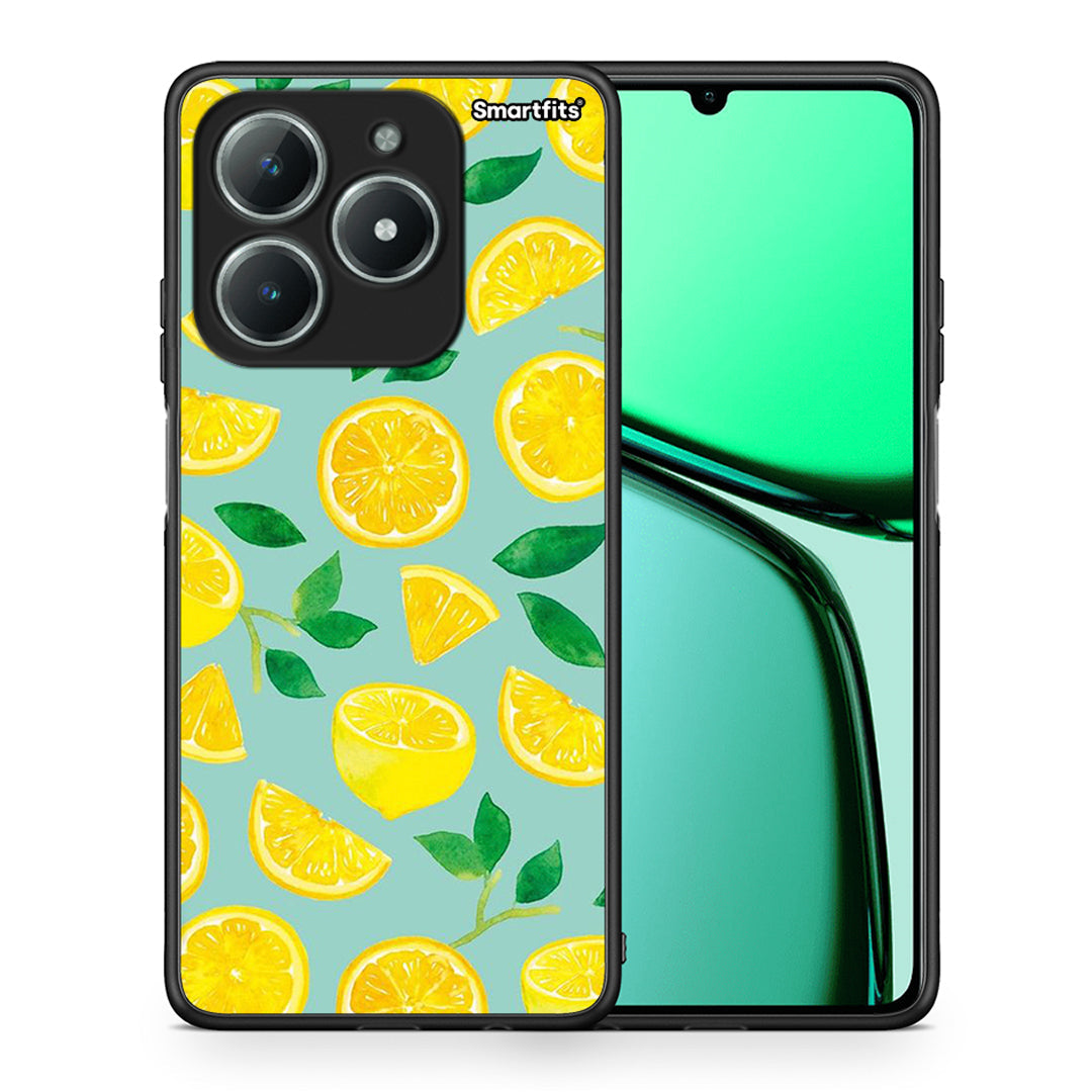 Θήκη Realme C61 Lemons από τη Smartfits με σχέδιο στο πίσω μέρος και μαύρο περίβλημα | Realme C61 Lemons case with colorful back and black bezels