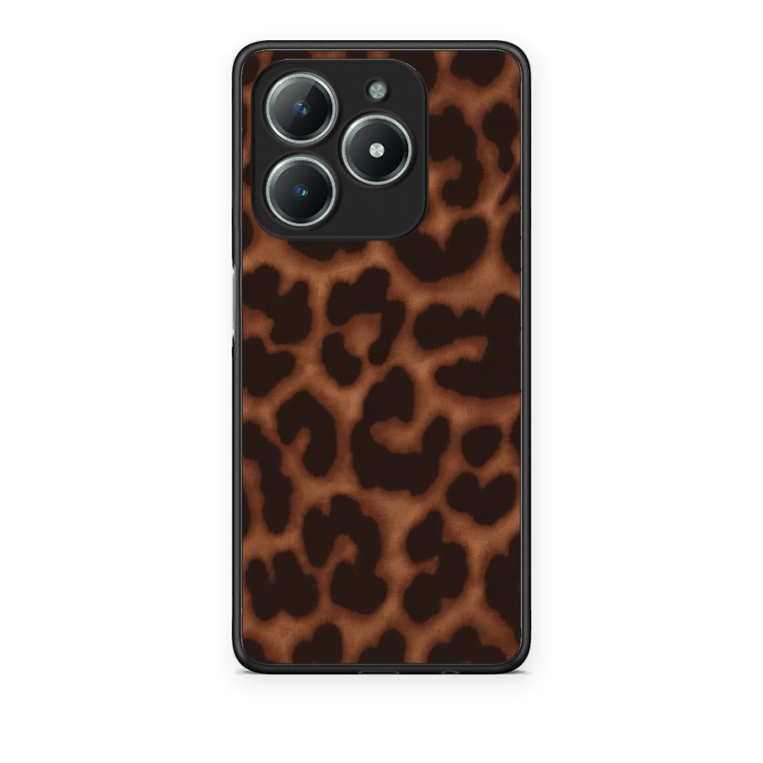 Θήκη Realme C63 4G Leopard Print Dark Brown από τη Smartfits με σχέδιο στο πίσω μέρος και μαύρο περίβλημα | Realme C63 4G Leopard Print Dark Brown case with colorful back and black bezels