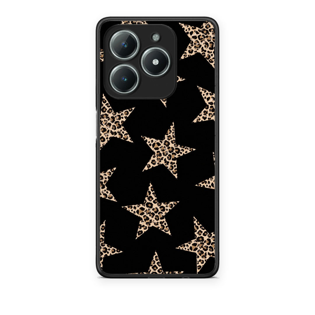 Θήκη Realme C61 Leopard Stars on Black από τη Smartfits με σχέδιο στο πίσω μέρος και μαύρο περίβλημα | Realme C61 Leopard Stars on Black case with colorful back and black bezels