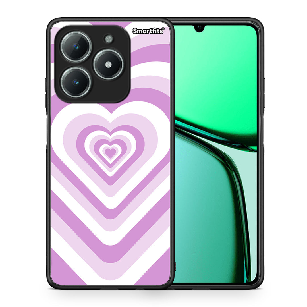 Θήκη Realme C63 4G Lilac Hearts από τη Smartfits με σχέδιο στο πίσω μέρος και μαύρο περίβλημα | Realme C63 4G Lilac Hearts case with colorful back and black bezels