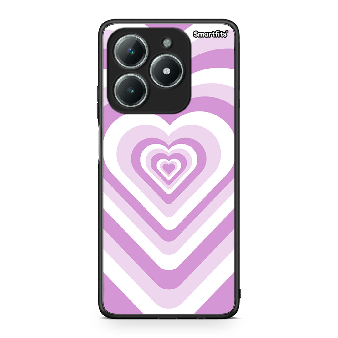 Realme C61 Lilac Hearts θήκη από τη Smartfits με σχέδιο στο πίσω μέρος και μαύρο περίβλημα | Smartphone case with colorful back and black bezels by Smartfits