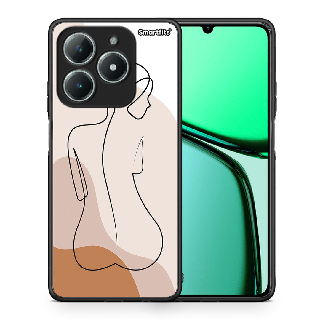 Θήκη Realme C61 LineArt Woman από τη Smartfits με σχέδιο στο πίσω μέρος και μαύρο περίβλημα | Realme C61 LineArt Woman case with colorful back and black bezels
