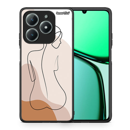 Θήκη Realme C61 LineArt Woman από τη Smartfits με σχέδιο στο πίσω μέρος και μαύρο περίβλημα | Realme C61 LineArt Woman case with colorful back and black bezels