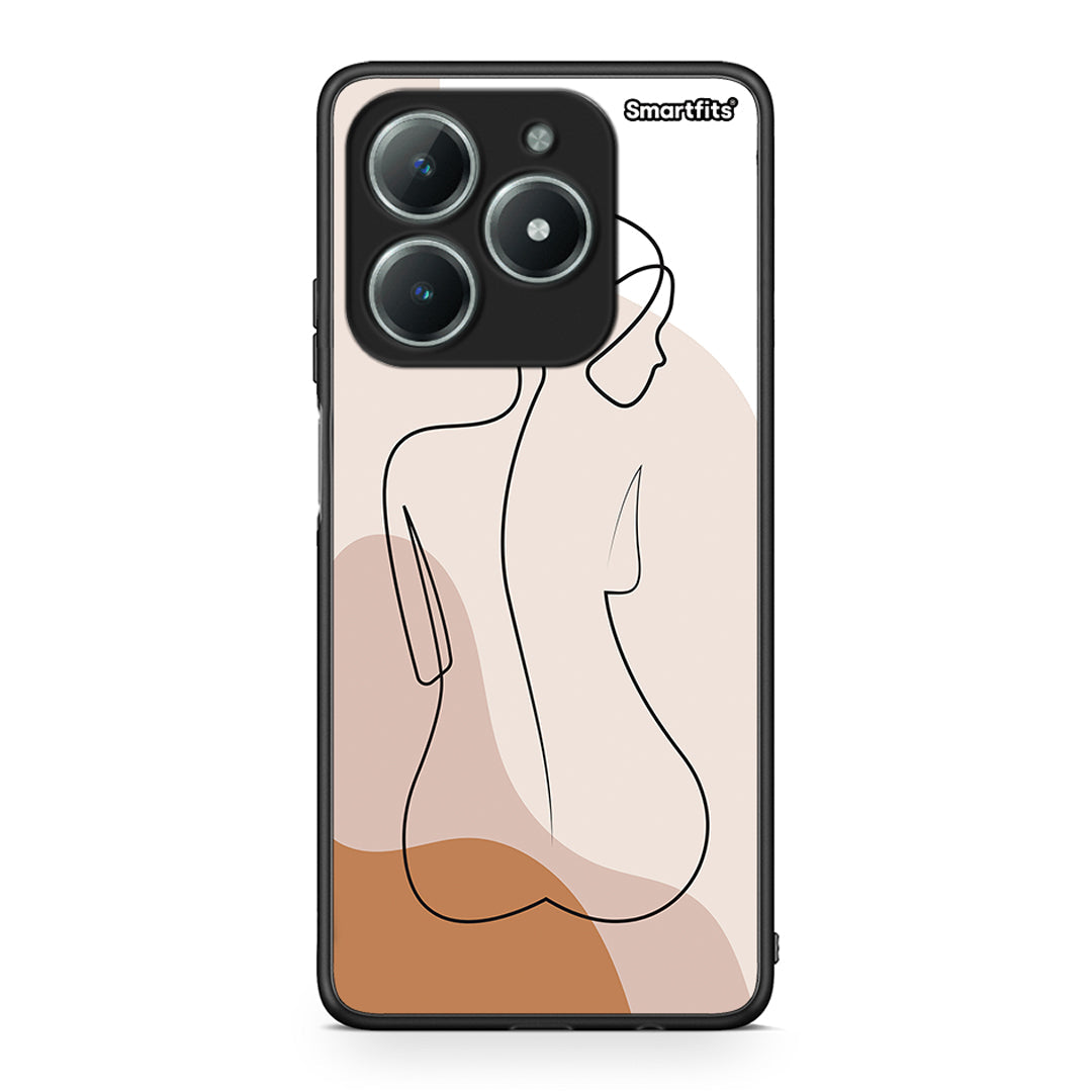 Realme C61 LineArt Woman θήκη από τη Smartfits με σχέδιο στο πίσω μέρος και μαύρο περίβλημα | Smartphone case with colorful back and black bezels by Smartfits