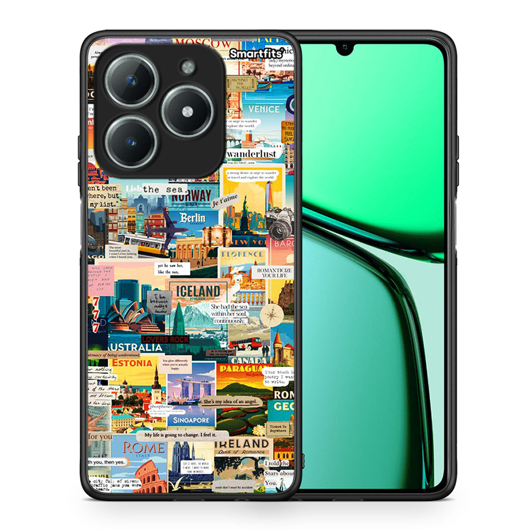 Θήκη Realme C61 Live To Travel από τη Smartfits με σχέδιο στο πίσω μέρος και μαύρο περίβλημα | Realme C61 Live To Travel case with colorful back and black bezels