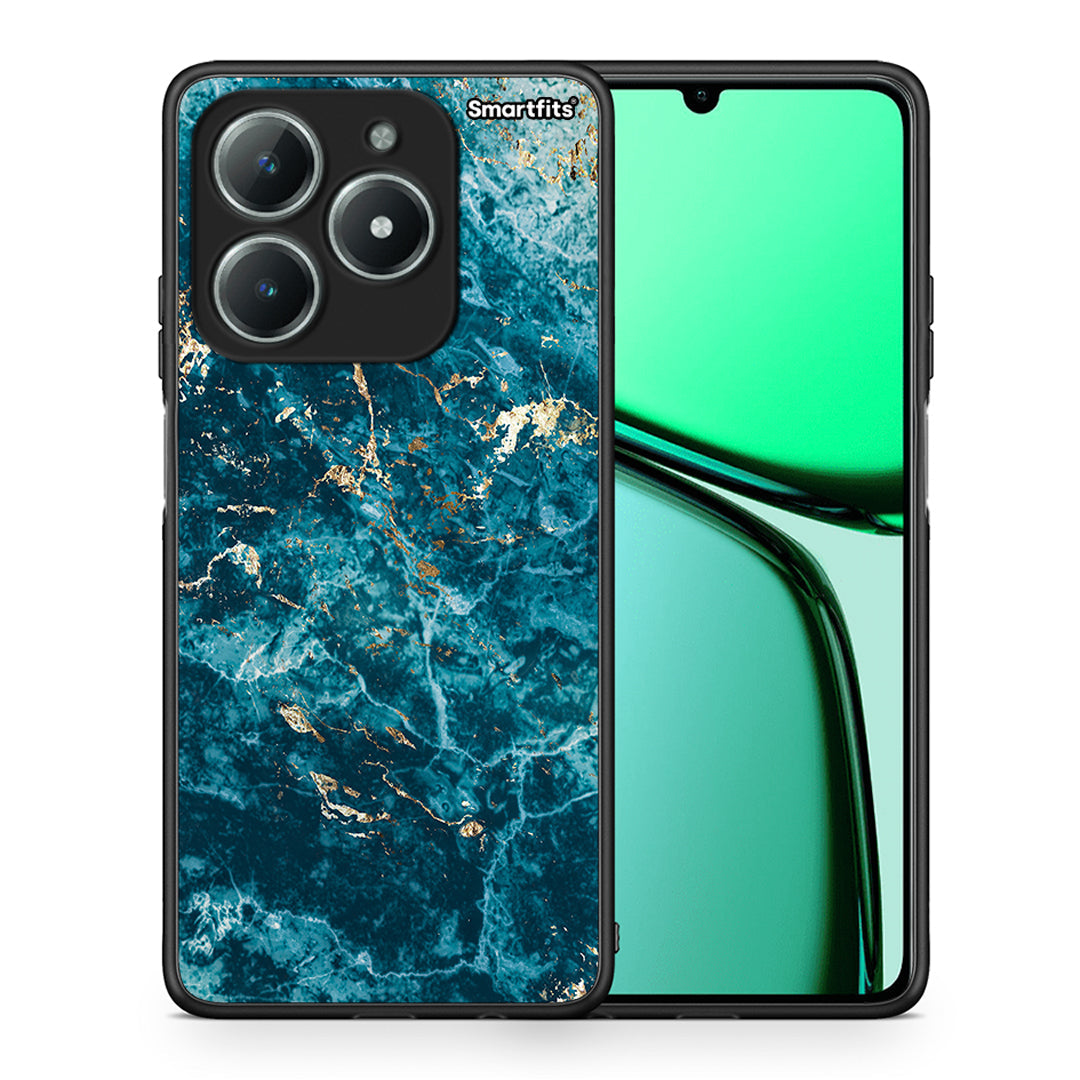 Θήκη Realme C63 4G Marble Blue από τη Smartfits με σχέδιο στο πίσω μέρος και μαύρο περίβλημα | Realme C63 4G Marble Blue case with colorful back and black bezels