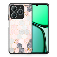 Thumbnail for Θήκη Realme C61 Hexagon Pink Marble από τη Smartfits με σχέδιο στο πίσω μέρος και μαύρο περίβλημα | Realme C61 Hexagon Pink Marble case with colorful back and black bezels