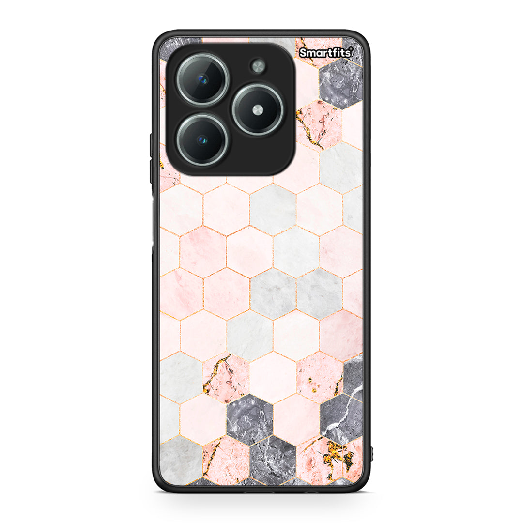 4 - Realme C61 Hexagon Pink Marble case, cover, bumper