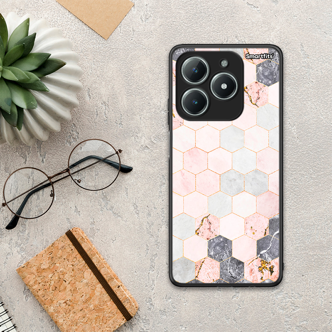 Marble Hexagon Pink - Realme C61 θήκη