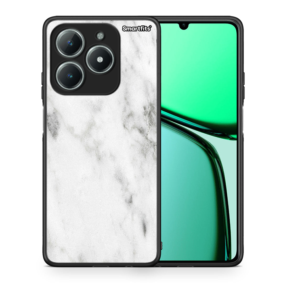 Θήκη Realme C61 White Marble από τη Smartfits με σχέδιο στο πίσω μέρος και μαύρο περίβλημα | Realme C61 White Marble case with colorful back and black bezels