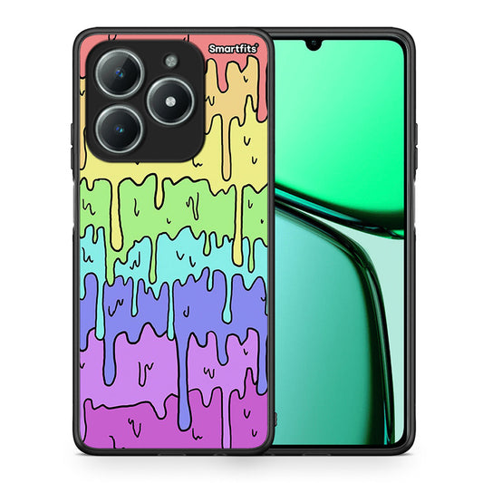 Θήκη Realme C63 4G Melting Rainbow από τη Smartfits με σχέδιο στο πίσω μέρος και μαύρο περίβλημα | Realme C63 4G Melting Rainbow case with colorful back and black bezels