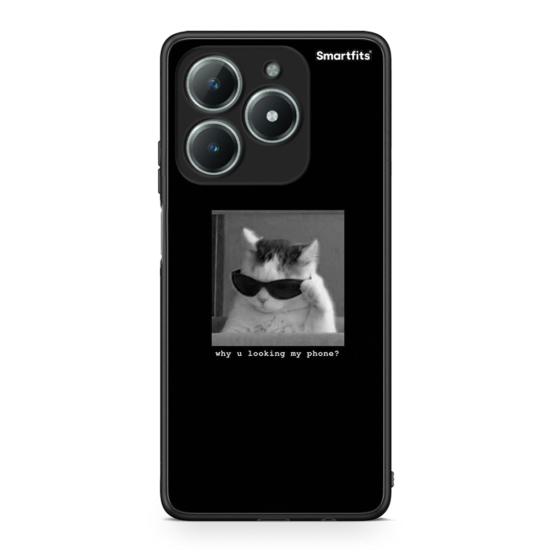 Realme C63 4G Meme Cat θήκη από τη Smartfits με σχέδιο στο πίσω μέρος και μαύρο περίβλημα | Smartphone case with colorful back and black bezels by Smartfits